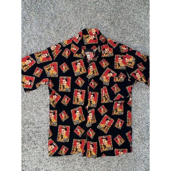 Elvis Presley Custom 1 Of 1 All Over Print Button Up Size Medium - Picture 1 of 7